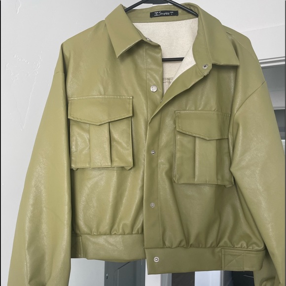 Jackets & Blazers - Green Faux Leather Jacket